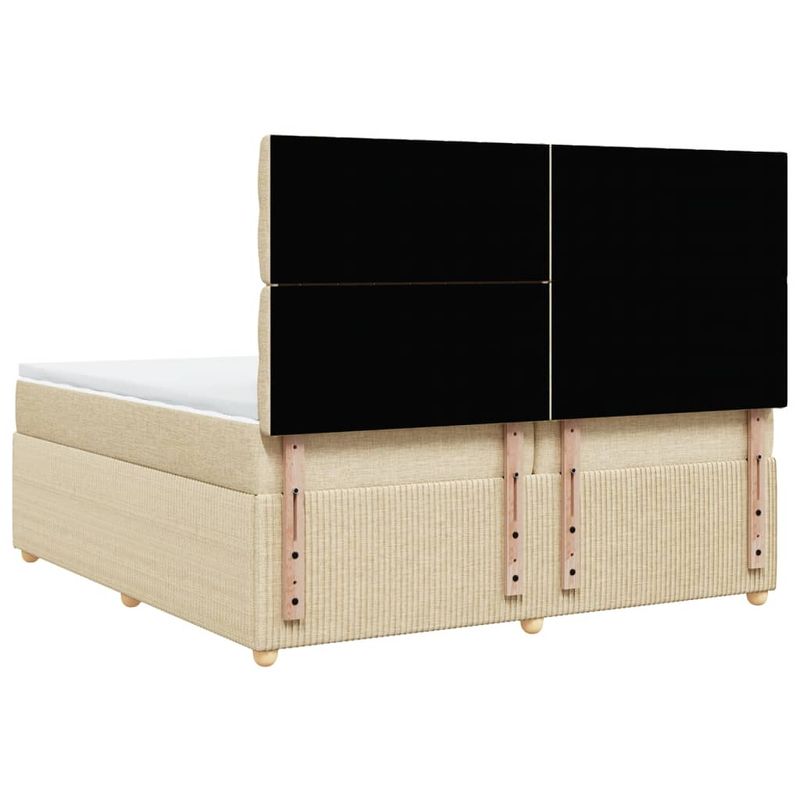 Casa si Gradina - Mobilier - Paturi si accesorii - Paturi - Pat box spring cu saltea, crem, 200x200 cm, textil - Infinity.ro