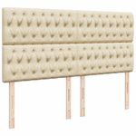 Casa si Gradina - Mobilier - Paturi si accesorii - Paturi - Pat box spring cu saltea, crem, 200x200 cm, textil - Infinity.ro