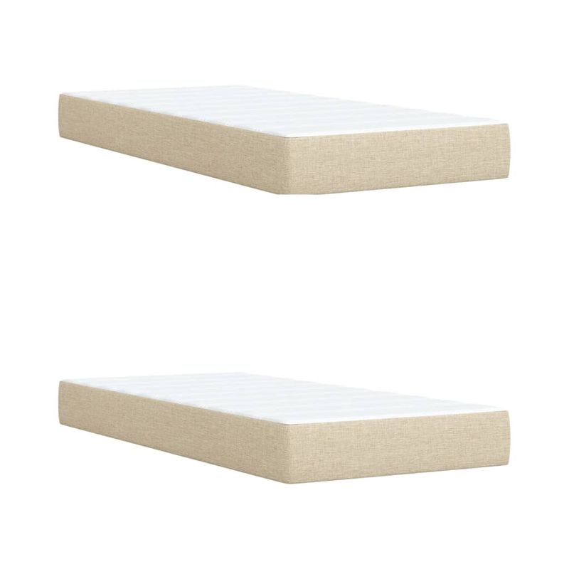 Casa si Gradina - Mobilier - Paturi si accesorii - Paturi - Pat box spring cu saltea, crem, 200x200 cm, textil - Infinity.ro