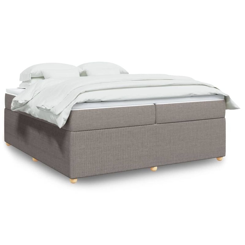 Casa si Gradina - Mobilier - Paturi si accesorii - Paturi - Pat box spring cu saltea, gri taupe, 200x200 cm, textil - Infinity.ro