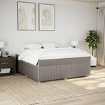 Casa si Gradina - Mobilier - Paturi si accesorii - Paturi - Pat box spring cu saltea, gri taupe, 200x200 cm, textil - Infinity.ro