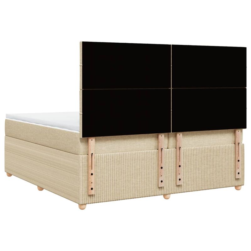 Casa si Gradina - Mobilier - Paturi si accesorii - Paturi - Pat box spring cu saltea, crem, 200x200 cm, textil - Infinity.ro