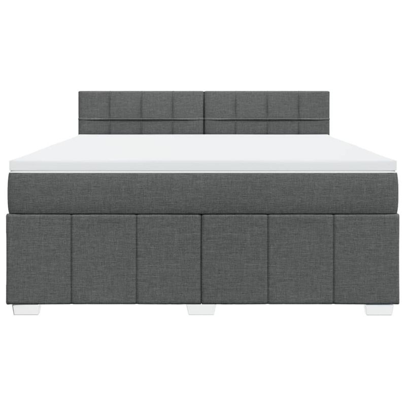 Casa si Gradina - Mobilier - Paturi si accesorii - Paturi - Pat box spring cu saltea, gri inchis, 180x200 cm, textil - Infinity.ro