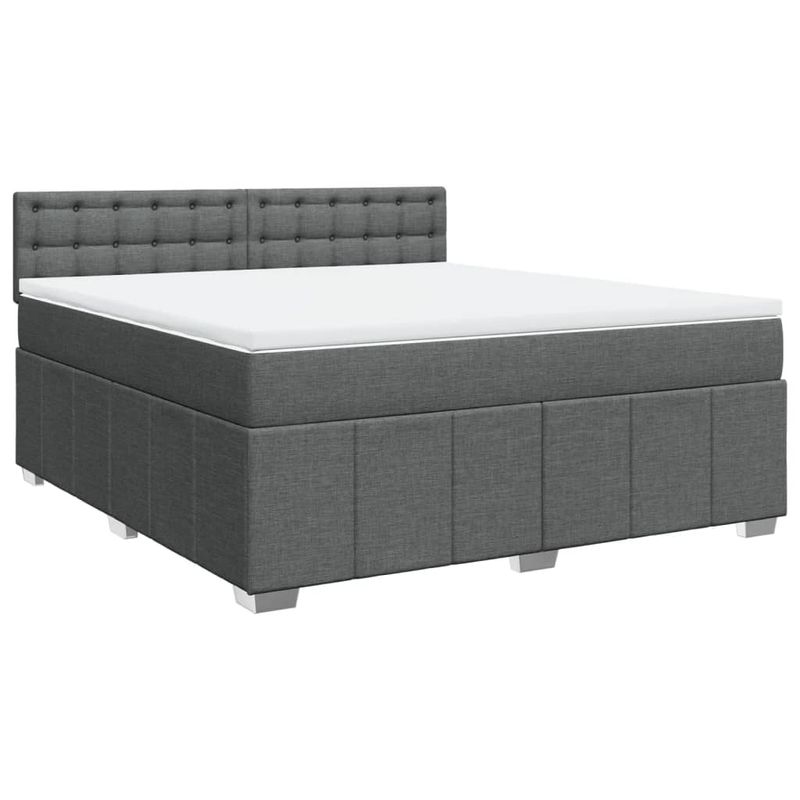 Casa si Gradina - Mobilier - Paturi si accesorii - Paturi - Pat box spring cu saltea, gri inchis, 180x200 cm, textil - Infinity.ro
