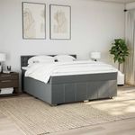 Casa si Gradina - Mobilier - Paturi si accesorii - Paturi - Pat box spring cu saltea, gri inchis, 180x200 cm, textil - Infinity.ro