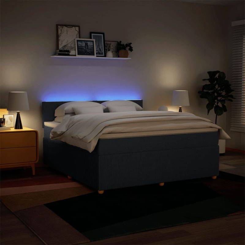 Casa si Gradina - Mobilier - Paturi si accesorii - Paturi - Pat box spring cu saltea, albastru, 180x200 cm, material textil - Infinity.ro