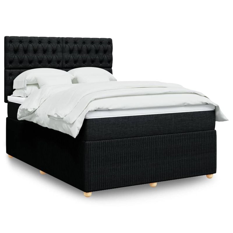 Casa si Gradina - Mobilier - Paturi si accesorii - Paturi - Pat box spring cu saltea, negru, 160x200 cm, textil - Infinity.ro