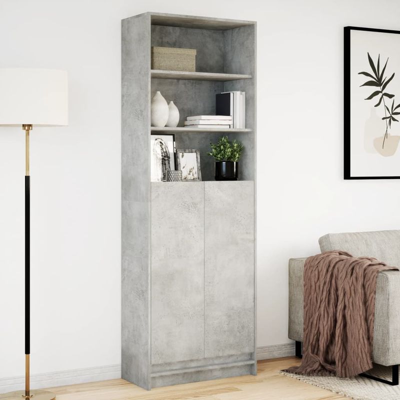 Casa si Gradina - Mobilier - Comode si corpuri - Corpuri bucatarie - Dulap inalt cu LED gri beton 69x32,5x200 cm lemn prelucrat - Infinity.ro