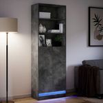 Casa si Gradina - Mobilier - Comode si corpuri - Corpuri bucatarie - Dulap inalt cu LED gri beton 69x32,5x200 cm lemn prelucrat - Infinity.ro