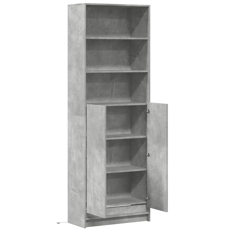 Casa si Gradina - Mobilier - Comode si corpuri - Corpuri bucatarie - Dulap inalt cu LED gri beton 69x32,5x200 cm lemn prelucrat - Infinity.ro