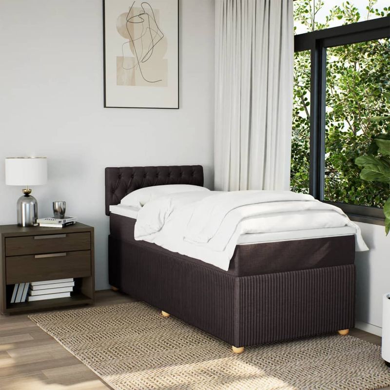 Casa si Gradina - Mobilier - Paturi si accesorii - Paturi - Pat box spring cu saltea, maro inchis, 100x200 cm, textil - Infinity.ro
