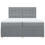 Casa si Gradina - Mobilier - Paturi si accesorii - Paturi - Pat box spring cu saltea, gri deschis, 200x200 cm, textil - Infinity.ro