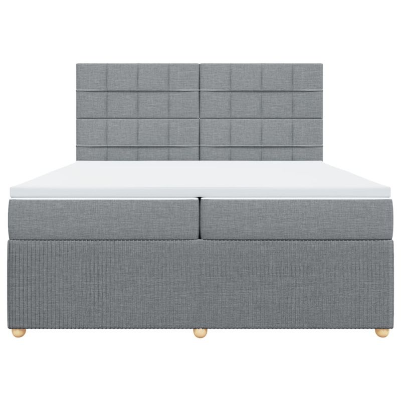 Casa si Gradina - Mobilier - Paturi si accesorii - Paturi - Pat box spring cu saltea, gri deschis, 200x200 cm, textil - Infinity.ro