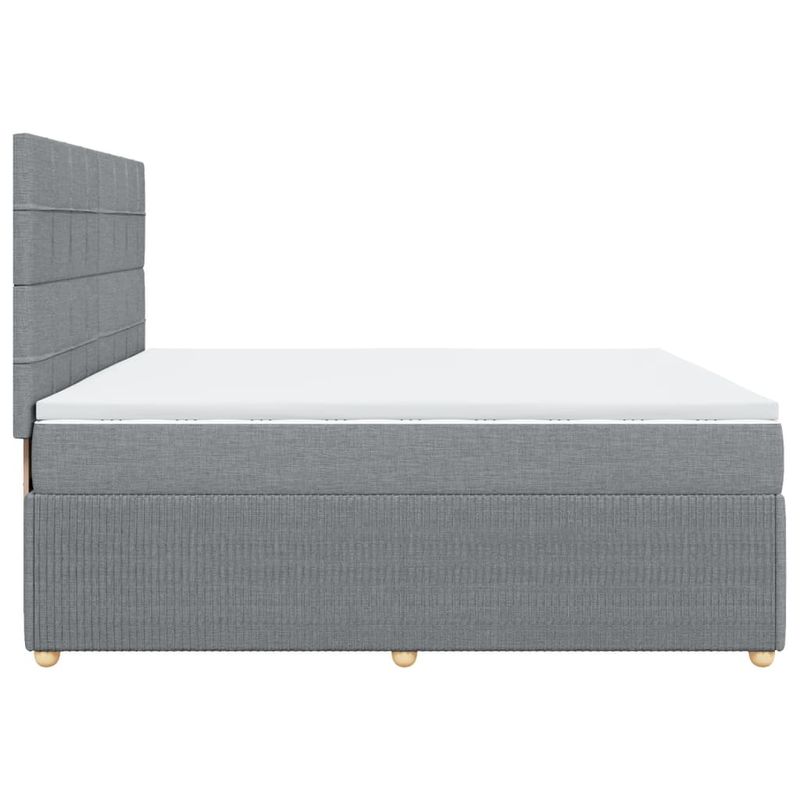 Casa si Gradina - Mobilier - Paturi si accesorii - Paturi - Pat box spring cu saltea, gri deschis, 200x200 cm, textil - Infinity.ro