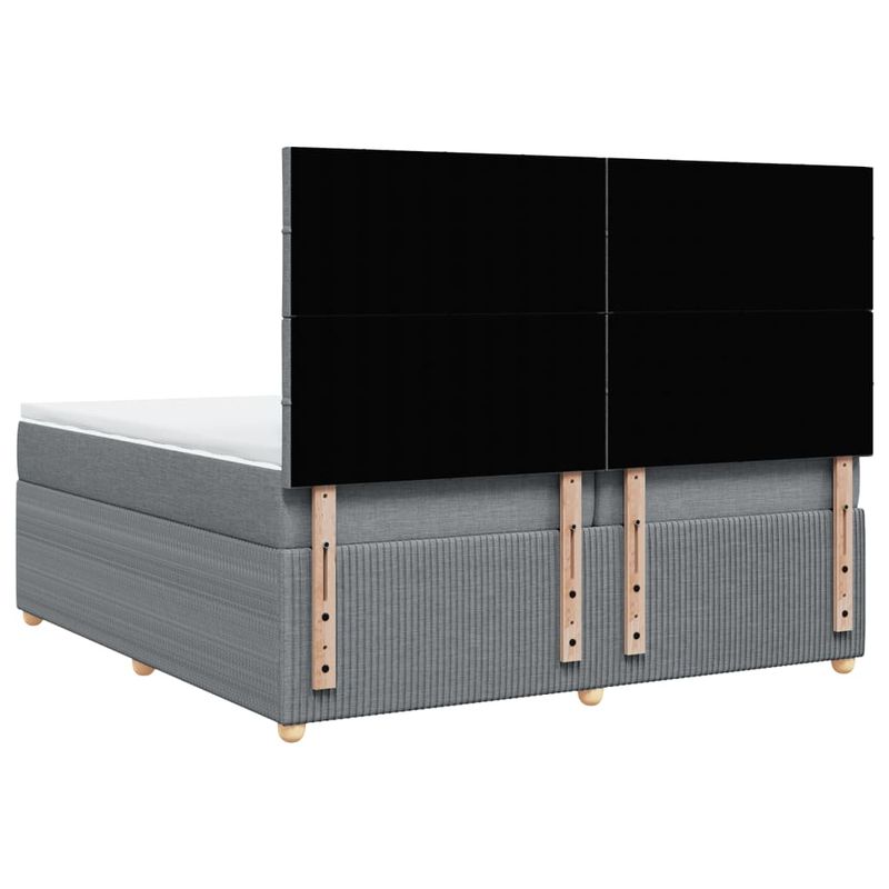 Casa si Gradina - Mobilier - Paturi si accesorii - Paturi - Pat box spring cu saltea, gri deschis, 200x200 cm, textil - Infinity.ro