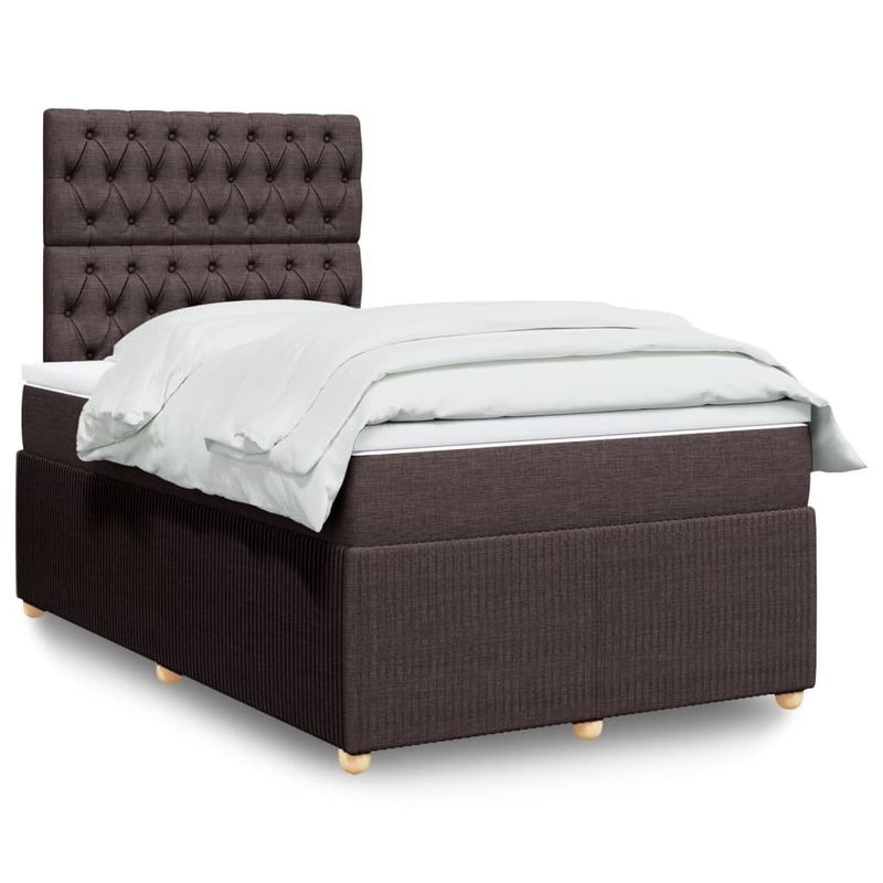 Casa si Gradina - Mobilier - Paturi si accesorii - Paturi - Pat box spring cu saltea, maro inchis, 120x190 cm, textil - Infinity.ro