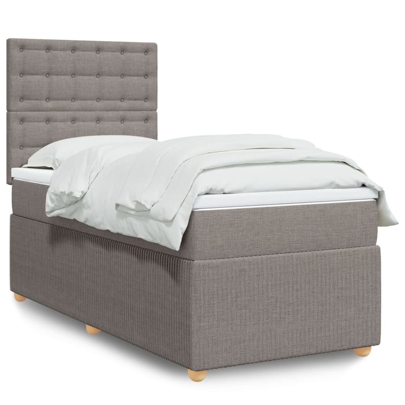Casa si Gradina - Mobilier - Paturi si accesorii - Paturi - Pat box spring cu saltea, gri taupe, 90x200 cm, textil - Infinity.ro