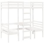 Casa si Gradina - Mobilier - Paturi si accesorii - Paturi - Cadru pat etajat, birou/scaune, alb, 75x190 cm, lemn masiv pin - Infinity.ro