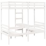 Casa si Gradina - Mobilier - Paturi si accesorii - Paturi - Cadru pat etajat, birou/scaune, alb, 75x190 cm, lemn masiv pin - Infinity.ro