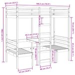 Casa si Gradina - Mobilier - Paturi si accesorii - Paturi - Cadru pat etajat, birou/scaune, alb, 75x190 cm, lemn masiv pin - Infinity.ro