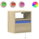 Casa si Gradina - Mobilier - Comode si corpuri - Comode - Comoda TV de perete cu LED, 2 buc. stejar sonoma, 41x31x45 cm - Infinity.ro