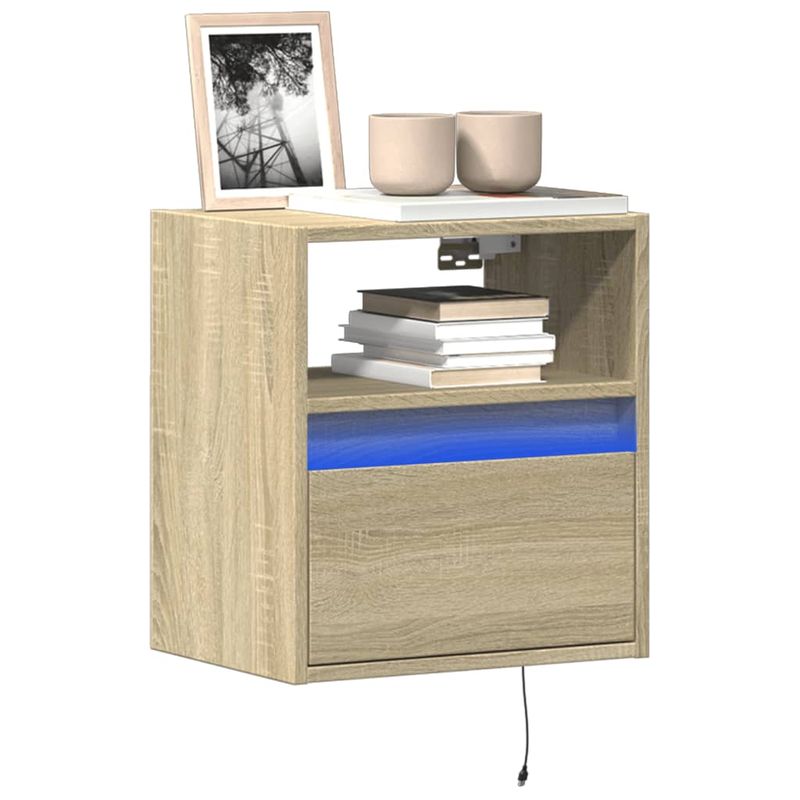 Casa si Gradina - Mobilier - Comode si corpuri - Comode - Comoda TV de perete cu LED, 2 buc. stejar sonoma, 41x31x45 cm - Infinity.ro