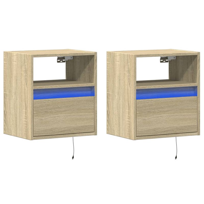 Casa si Gradina - Mobilier - Comode si corpuri - Comode - Comoda TV de perete cu LED, 2 buc. stejar sonoma, 41x31x45 cm - Infinity.ro