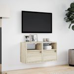 Casa si Gradina - Mobilier - Comode si corpuri - Comode - Comoda TV de perete cu LED, 2 buc. stejar sonoma, 41x31x45 cm - Infinity.ro