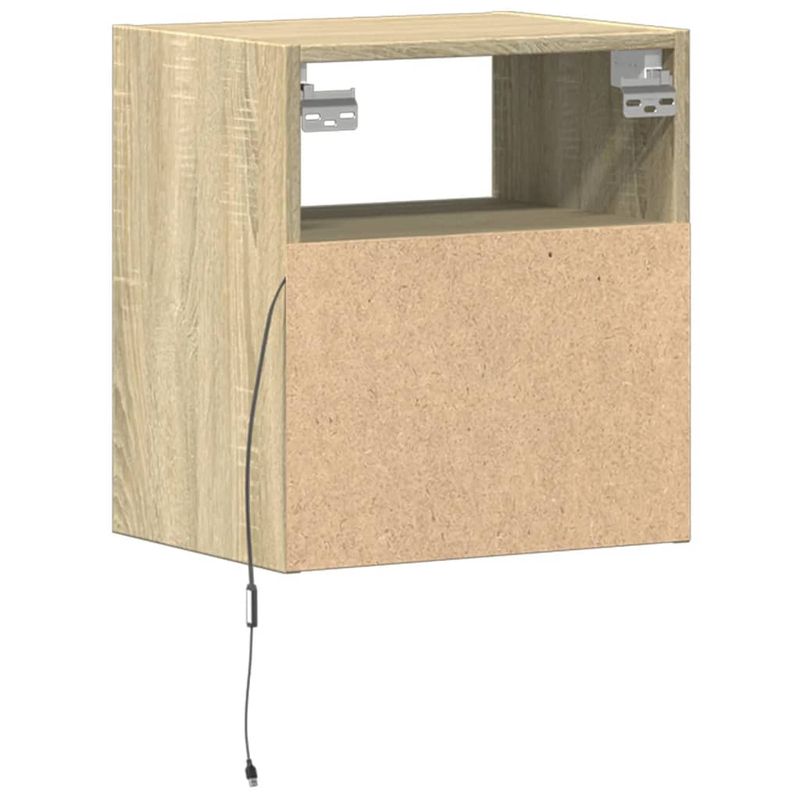 Casa si Gradina - Mobilier - Comode si corpuri - Comode - Comoda TV de perete cu LED, 2 buc. stejar sonoma, 41x31x45 cm - Infinity.ro