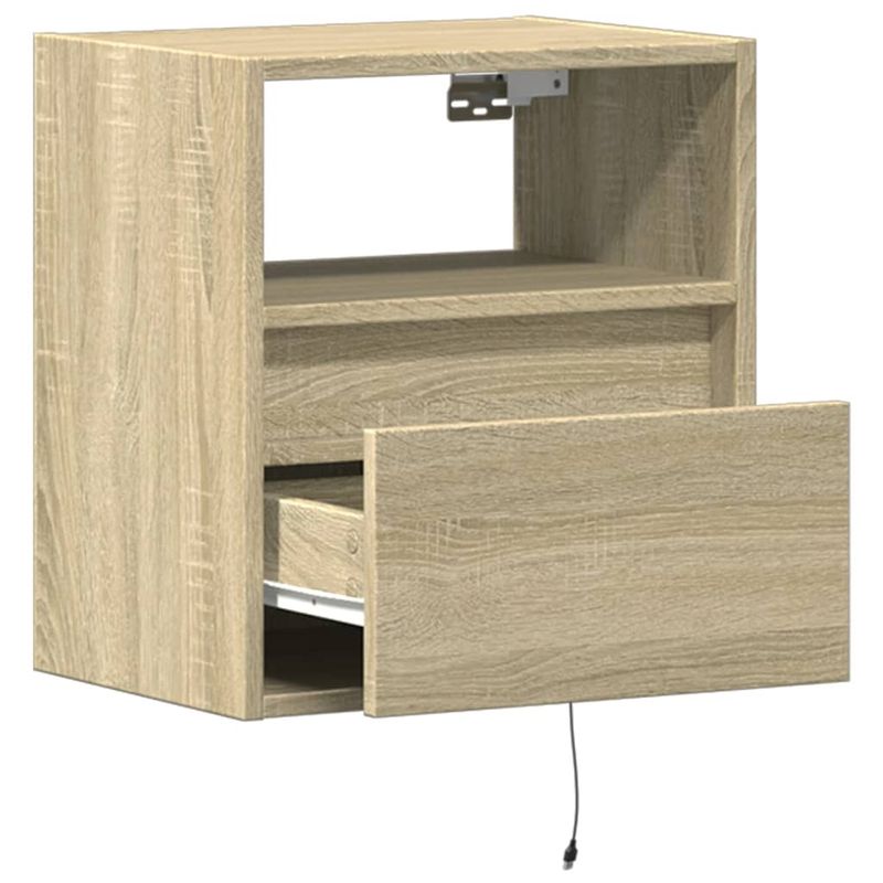 Casa si Gradina - Mobilier - Comode si corpuri - Comode - Comoda TV de perete cu LED, 2 buc. stejar sonoma, 41x31x45 cm - Infinity.ro