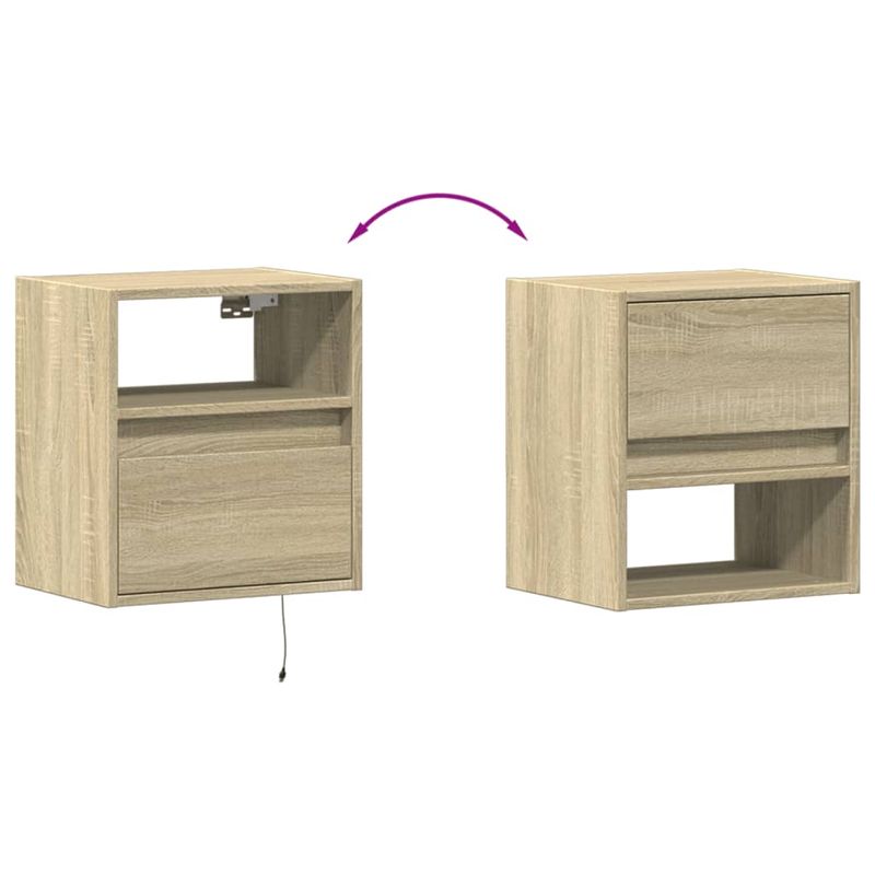 Casa si Gradina - Mobilier - Comode si corpuri - Comode - Comoda TV de perete cu LED, 2 buc. stejar sonoma, 41x31x45 cm - Infinity.ro