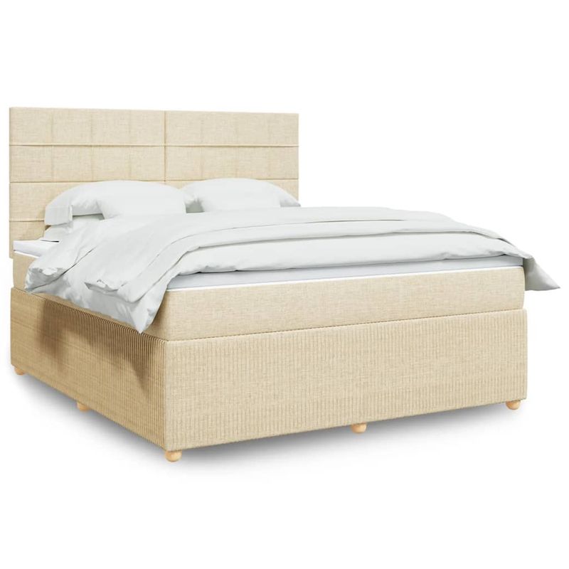 Casa si Gradina - Mobilier - Paturi si accesorii - Paturi - Pat continental cu saltea, crem, 180x200 cm, textil - Infinity.ro