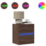 Casa si Gradina - Mobilier - Comode si corpuri - Noptiere - Noptiere montate pe perete cu lumini LED, 2 buc., stejar maro - Infinity.ro