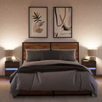 Casa si Gradina - Mobilier - Comode si corpuri - Noptiere - Noptiere montate pe perete cu lumini LED, 2 buc., stejar maro - Infinity.ro