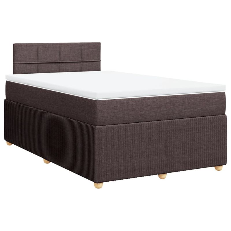 Casa si Gradina - Mobilier - Paturi si accesorii - Paturi - Pat box spring cu saltea, maro inchis, 120x200 cm, textil - Infinity.ro