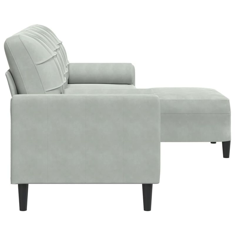 Casa si Gradina - Mobilier - Canapele si coltare - Canapele - Canapea cu 3 locuri si taburet, gri deschis, 210 cm, catifea - Infinity.ro
