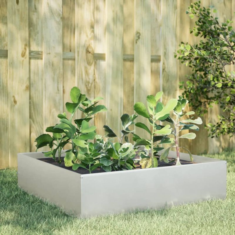 Casa si Gradina - Gradinarit si plante - Plante si ghivece - Ghivece si suporturi - Strat inaltat de gradina, 100x100x25 cm, otel inoxidabil - Infinity.ro