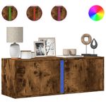 Casa si Gradina - Mobilier - Comode si corpuri - Comode - Dulap TV de perete cu lumini LED, stejar fumuriu, 100x31x35 cm - Infinity.ro