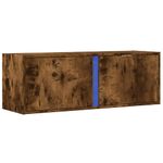 Casa si Gradina - Mobilier - Comode si corpuri - Comode - Dulap TV de perete cu lumini LED, stejar fumuriu, 100x31x35 cm - Infinity.ro