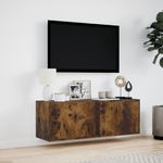 Casa si Gradina - Mobilier - Comode si corpuri - Comode - Dulap TV de perete cu lumini LED, stejar fumuriu, 100x31x35 cm - Infinity.ro