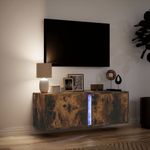 Casa si Gradina - Mobilier - Comode si corpuri - Comode - Dulap TV de perete cu lumini LED, stejar fumuriu, 100x31x35 cm - Infinity.ro