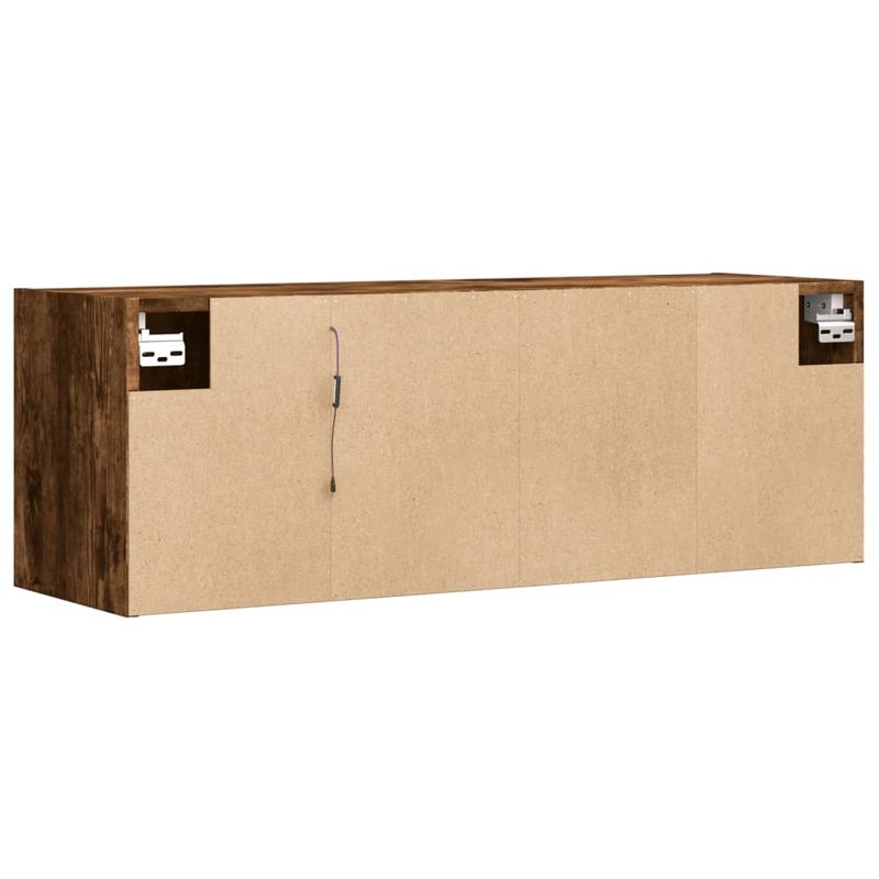 Casa si Gradina - Mobilier - Comode si corpuri - Comode - Dulap TV de perete cu lumini LED, stejar fumuriu, 100x31x35 cm - Infinity.ro