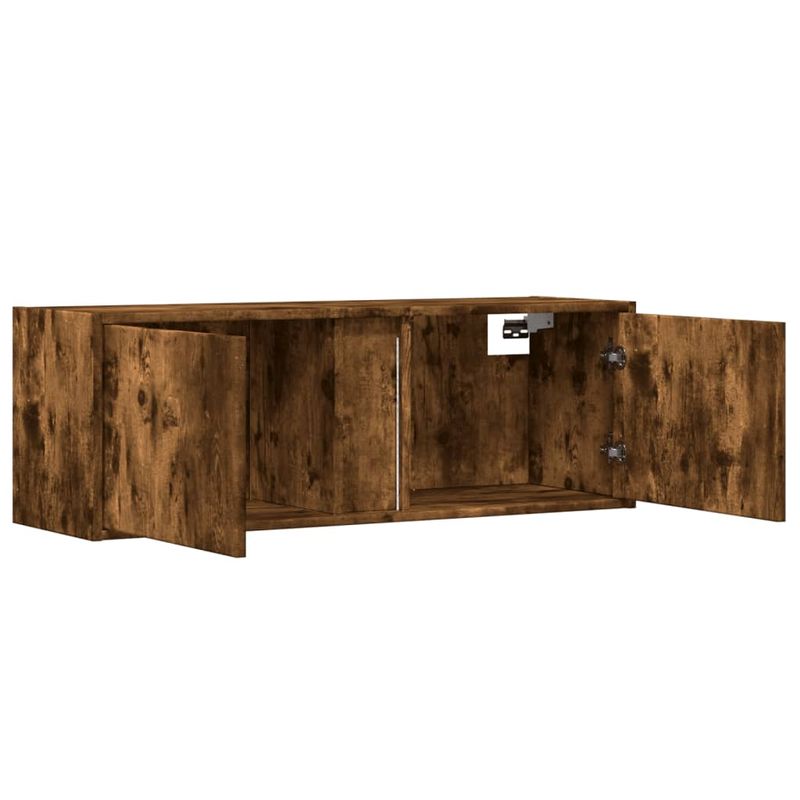 Casa si Gradina - Mobilier - Comode si corpuri - Comode - Dulap TV de perete cu lumini LED, stejar fumuriu, 100x31x35 cm - Infinity.ro