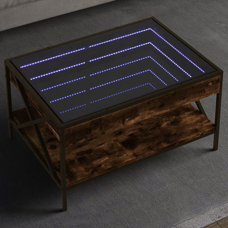 Casa si Gradina - Mobilier - Mese si birouri - Masute de cafea - Masuta de cafea cu LED infinity, stejar fumuriu, 70x50x38 cm - Infinity.ro