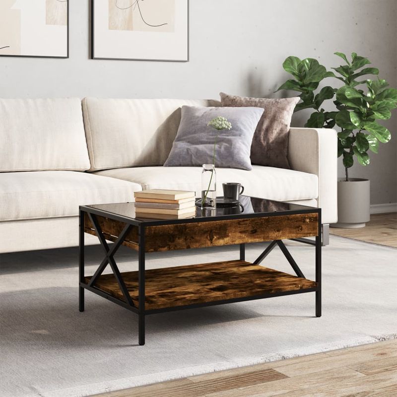 Casa si Gradina - Mobilier - Mese si birouri - Masute de cafea - Masuta de cafea cu LED infinity, stejar fumuriu, 70x50x38 cm - Infinity.ro