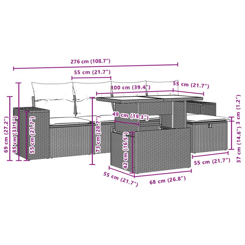 Casa si Gradina - Gradina si terasa - Mobilier exterior - Seturi mobila gradina - Set canapele de gradina cu perne, 6 piese gri deschis poliratan - Infinity.ro
