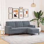 Casa si Gradina - Mobilier - Canapele si coltare - Canapele - Canapea cu 3 locuri si taburet, gri inchis, 180 cm, catifea - Infinity.ro
