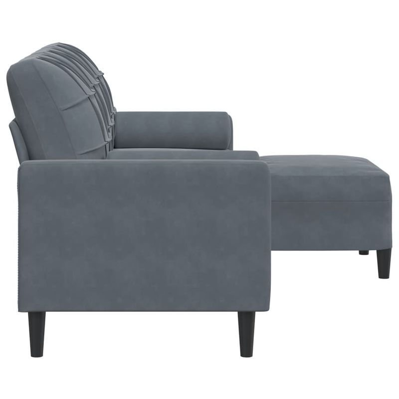 Casa si Gradina - Mobilier - Canapele si coltare - Canapele - Canapea cu 3 locuri si taburet, gri inchis, 180 cm, catifea - Infinity.ro