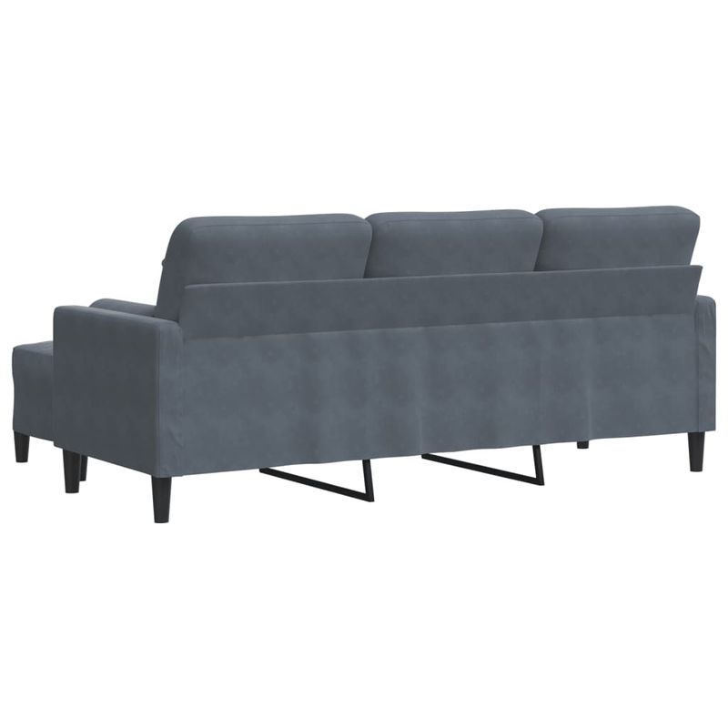 Casa si Gradina - Mobilier - Canapele si coltare - Canapele - Canapea cu 3 locuri si taburet, gri inchis, 180 cm, catifea - Infinity.ro