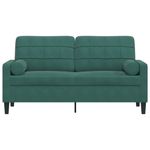 Casa si Gradina - Mobilier - Canapele si coltare - Canapele - Canapea cu 2 locuri cu pernute, verde inchis, 140 cm, catifea - Infinity.ro
